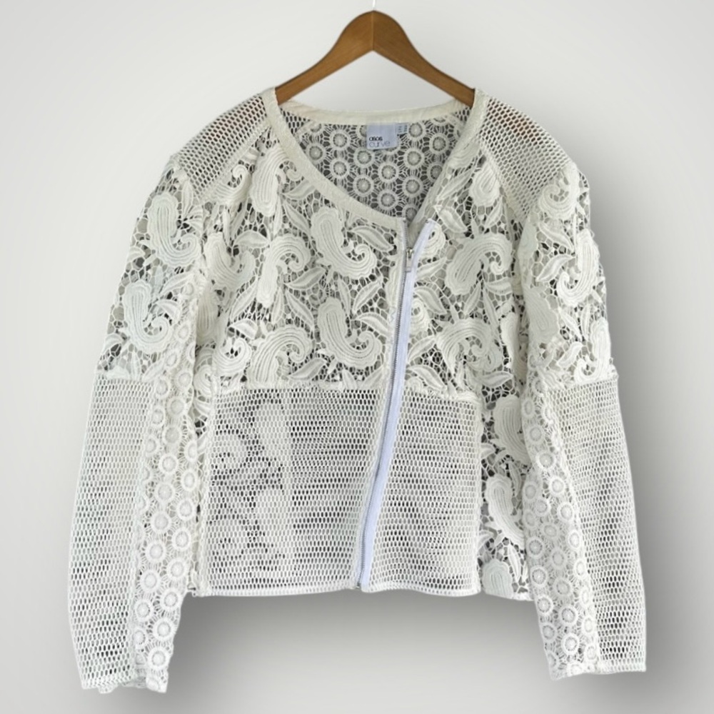 🎉5 for $45🎉 Asos Lace Jacket Top Women Size 24 White